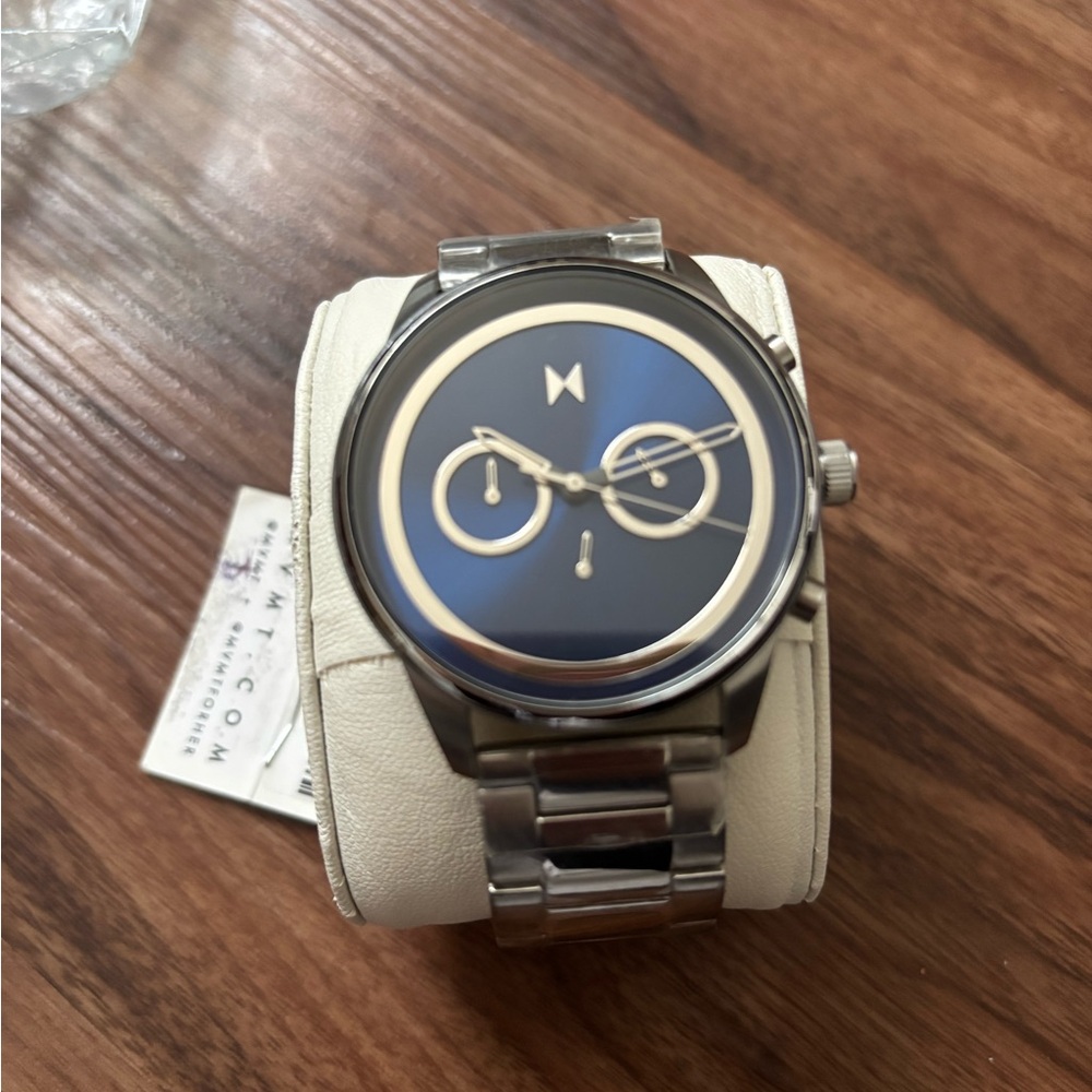 MVMT Silver Watch with Deep Blue Dial